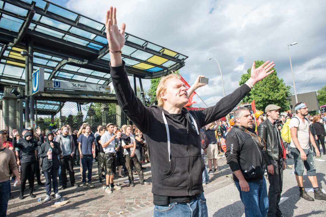 Protesty na szczycie G20 w Hamburgu, 2017 rok Fot. Jakub Szafrański