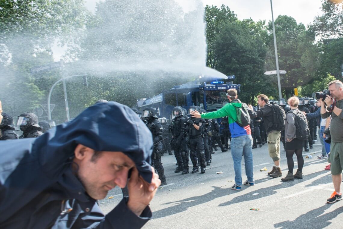 Protesty na szczycie G20 w Hamburgu, 2017 rok Fot. Jakub Szafrański