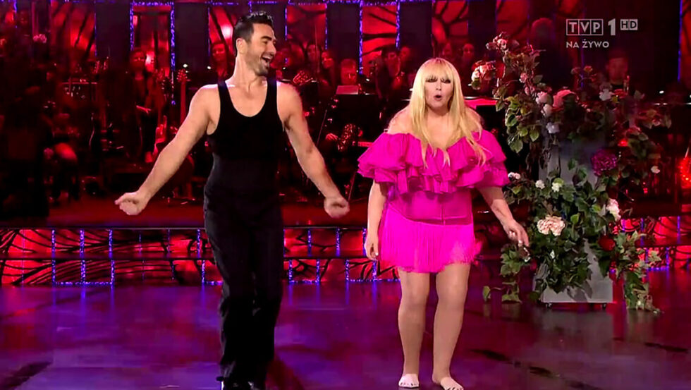 Jan Kliment i Maryla Rodowicz w tańcu. Opole 2017. Fot. kadr z TVP