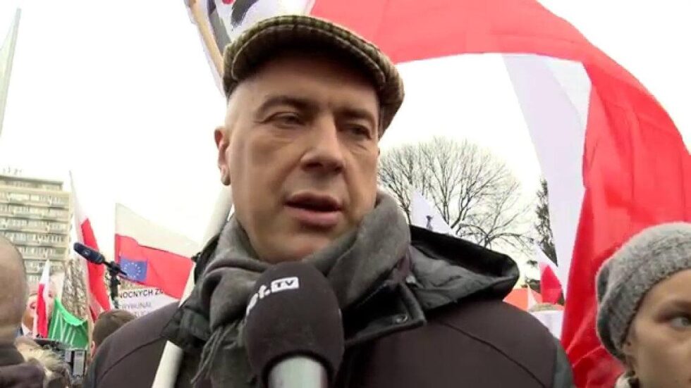 Roman Giertych na demonstracji, fot. screen YT