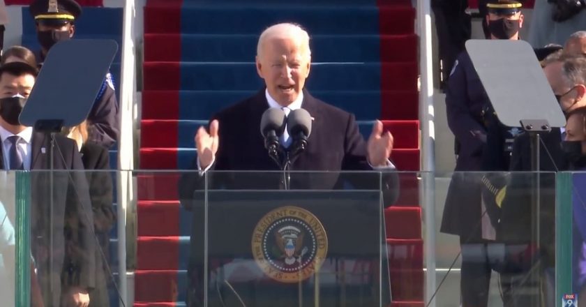 Przemówienie Joe Bidena podczas inauguracji na stanowisko prezydenta USA. Fot. Fox 9/Youtube.com