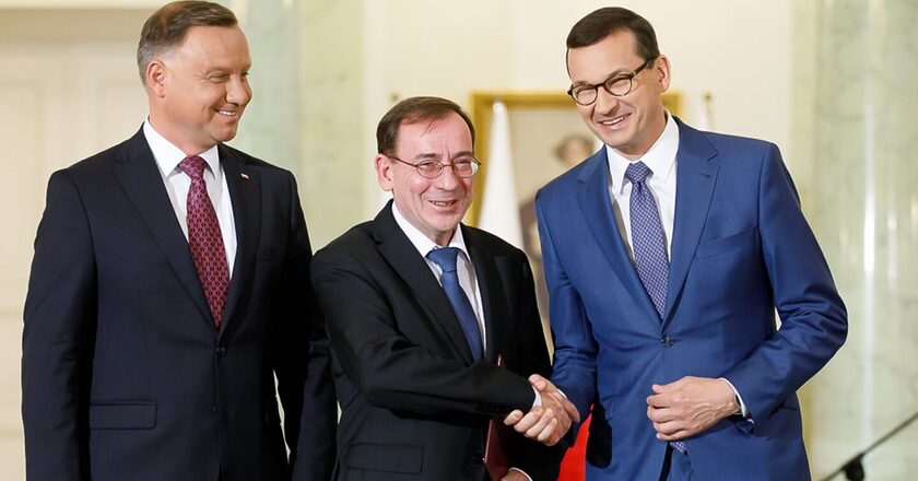 Andrzej Duda, Mariusz Kamiński i Mateusz Morawiecki. Fot. Krystian Maj/KPRM