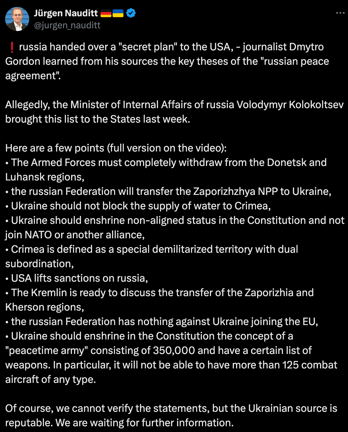 Biden is weakening. I feel the air of the pigeons of peace