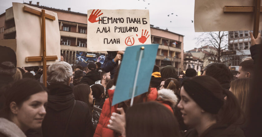 Demonstracja antyrządowa w mieście Čačak w Serbii. Fot. 
Dejan Krsmanovic