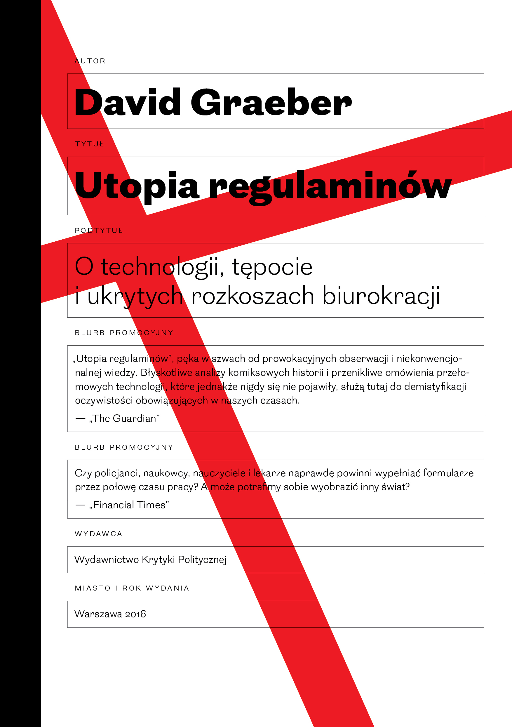 Okładka książki Utopia regulaminów David Graeber