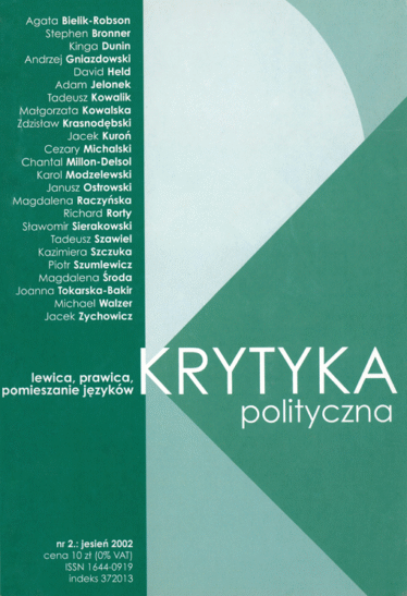 okładka pisma Krytyka Polityczna nr 2: Lewica, prawica, pomieszanie języków