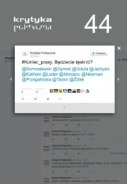 okładka pisma Krytyka Polityczna nr 44: Koniec prasy. Będziecie tęsknić?