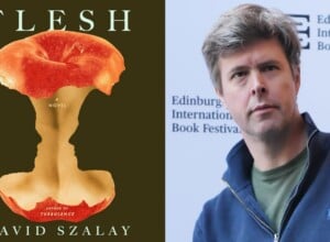Autor David Szalay i okładka książki „Flesh”
