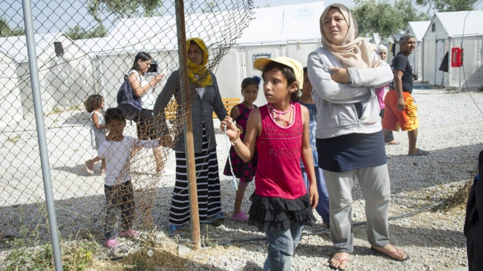 Uchodźcy w obozie Kara Tepe na wyspie Lesbos ,2016 r