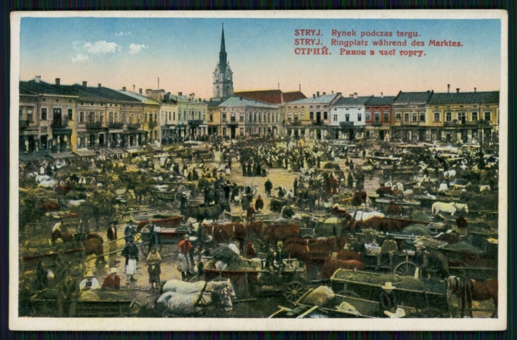 Rynek w Stryju, pocztówka z 1918 r.