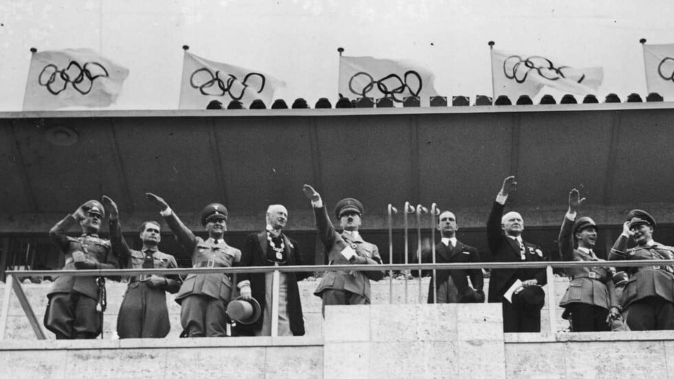 Loża honorowa na stadionie w Berlinie, sierpień 1936 r.