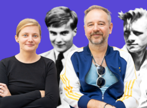 Vendula Czabak i Krzysztof Tomasik na tle motywu z okładki książki "Zośka i Rudy"