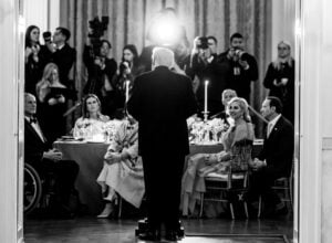 Donald Trump podczas kolacji dla gubernatorów w Białym Domu, luty 2026