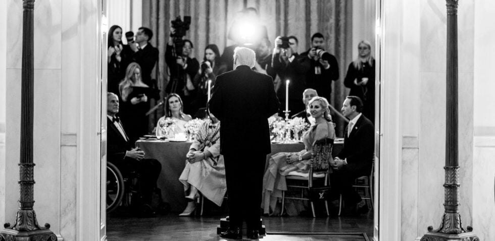 Donald Trump podczas kolacji dla gubernatorów w Białym Domu, luty 2026