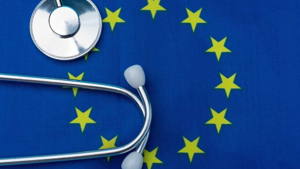 Stetoskop na fladze Unii Europejskiej
