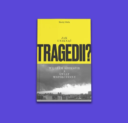 Yellow book cover with the title Jak uniknąć tragedii in black letters, author Maciej Gedula, set against a purple background.