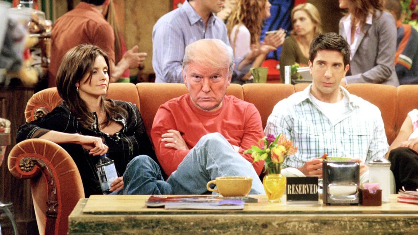Kadr z serialu „Przyjaciele” z nałożonym zdjęciem Donalda Trumpa